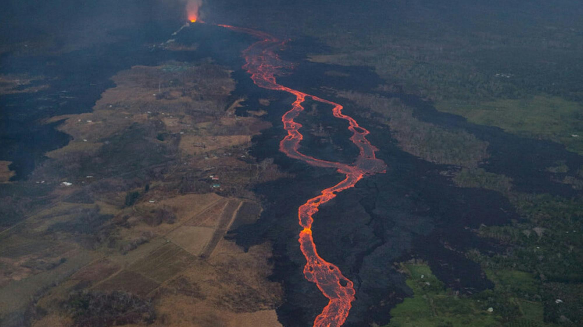 Lava river from a volcano