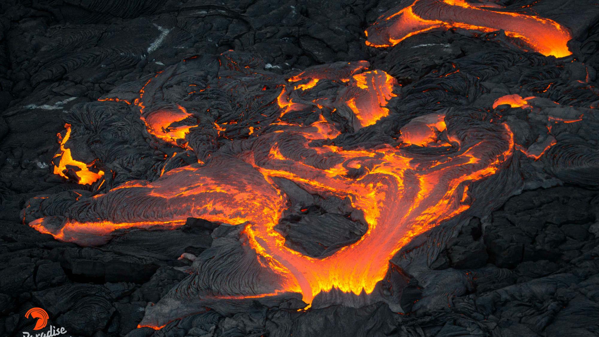 Lava pools from a volcano